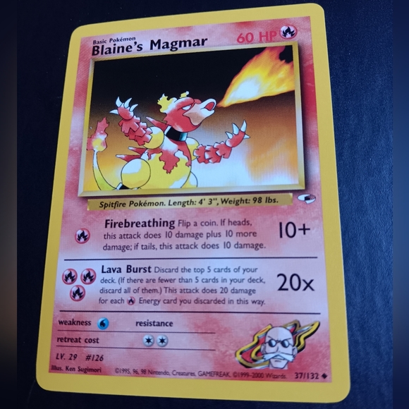 Blaine's Magmar Pokemon Card - Gym Heroes - NO. 37/132 Uncommon Non-Holo - Picture 6 of 9
